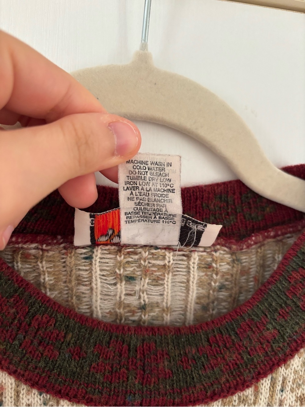 Vintage Marie Claire Fair Isle Wool Blend Nordic Sweater Women L Cozy Grandpa - Picture 6 of 10